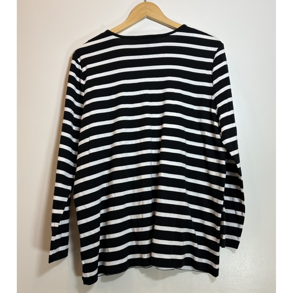NWT Lauren Ralph Lauren Black White Striped Gold Button Shoulder Top 2X Nautical - Picture 2 of 10